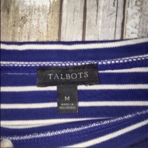 Talbots Blue Striped 3/4 Sleeve Blouse - Picture 3 of 4